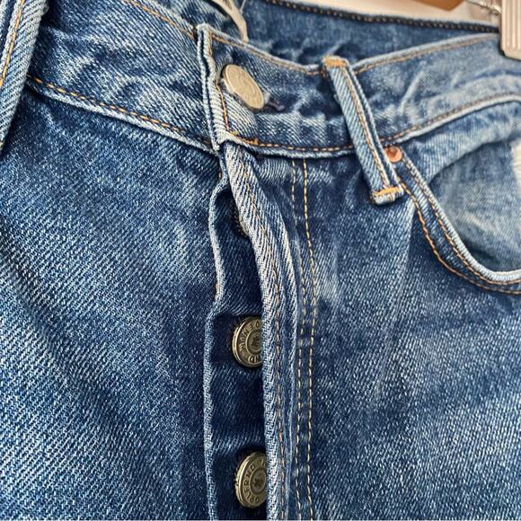 Grlfrnd Helena Crop Button Fly Jeans Raw Hem size 28 Designer High Rise - Picture 11 of 11